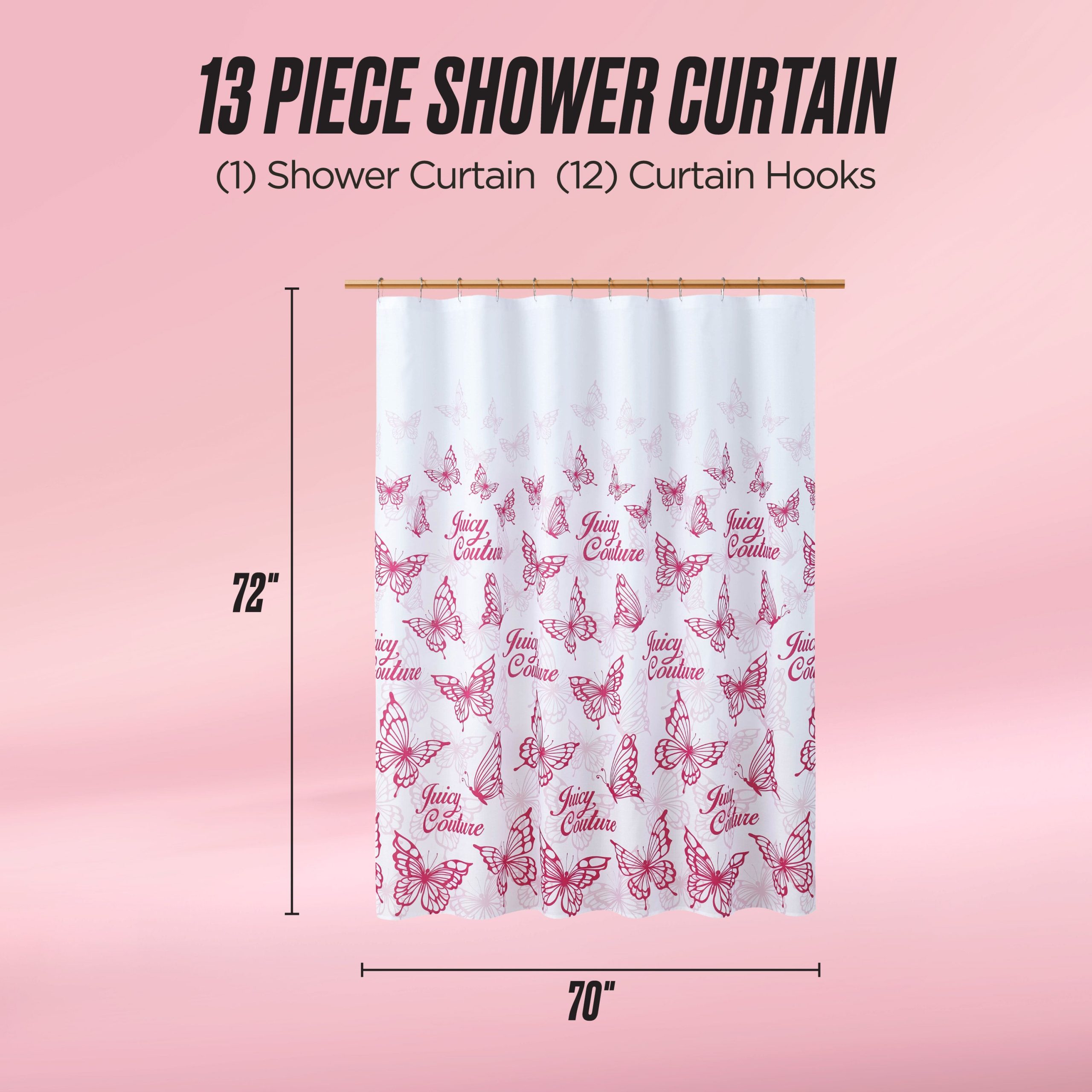 Shower Curtain and Hooks Set - Image 2