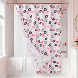 Shower Curtain with PEVA Liner and Hooks 14-Piece Set
