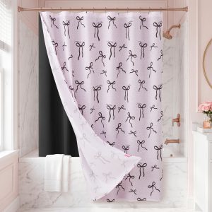 Shower Curtain with PEVA Liner and Hooks 14-Piece Set