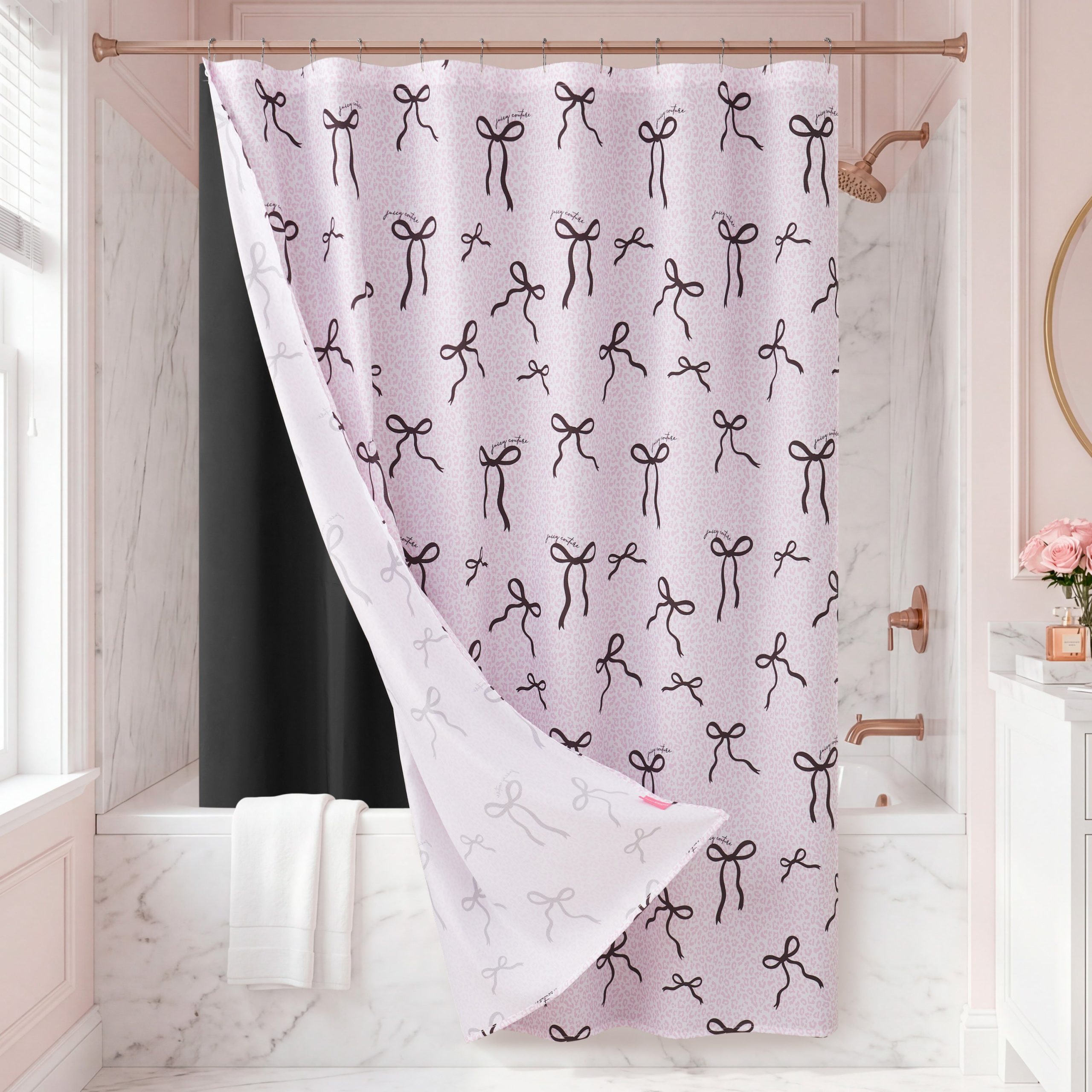 Shower Curtain with PEVA Liner and Hooks 14-Piece Set