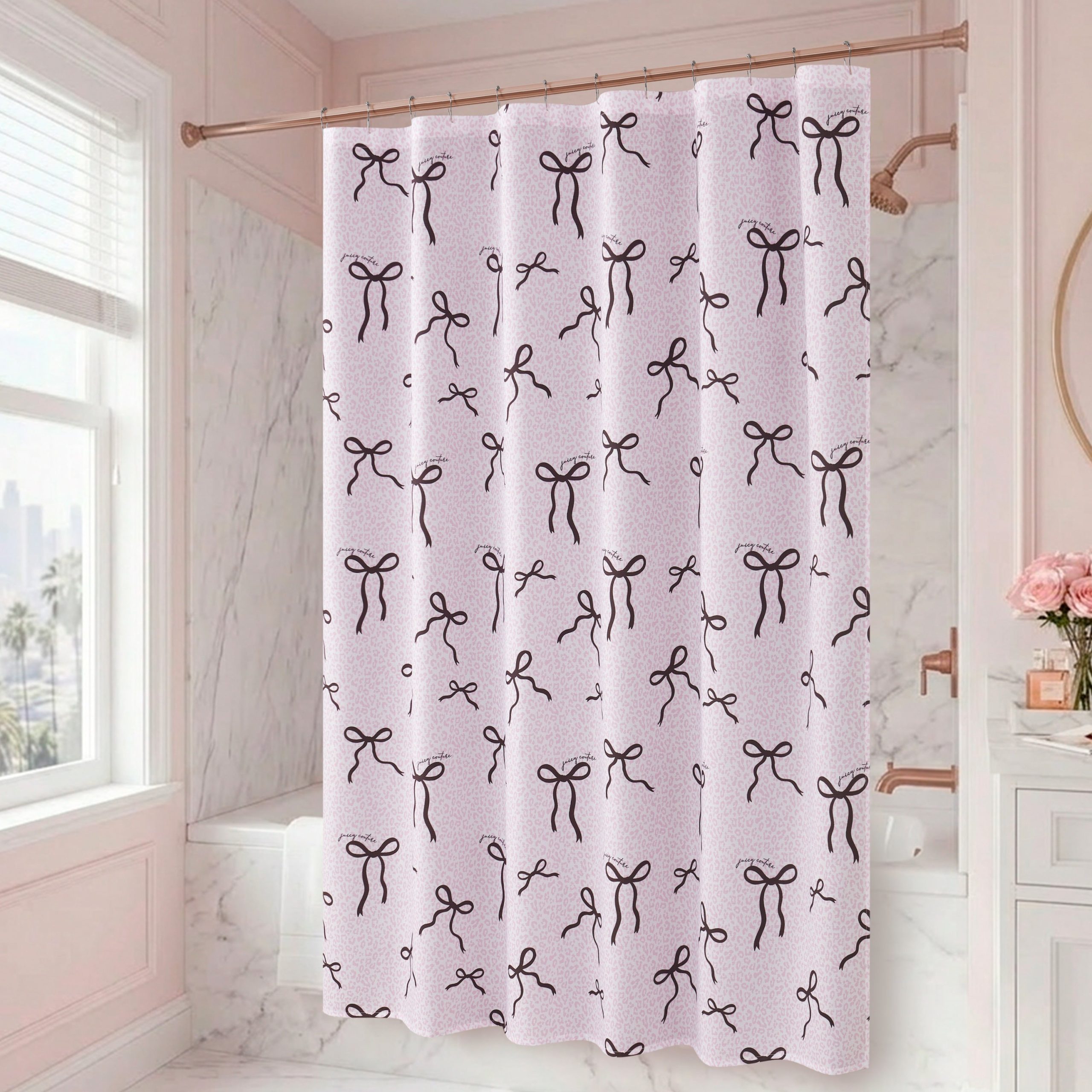 Shower Curtain with PEVA Liner and Hooks 14-Piece Set - Image 2