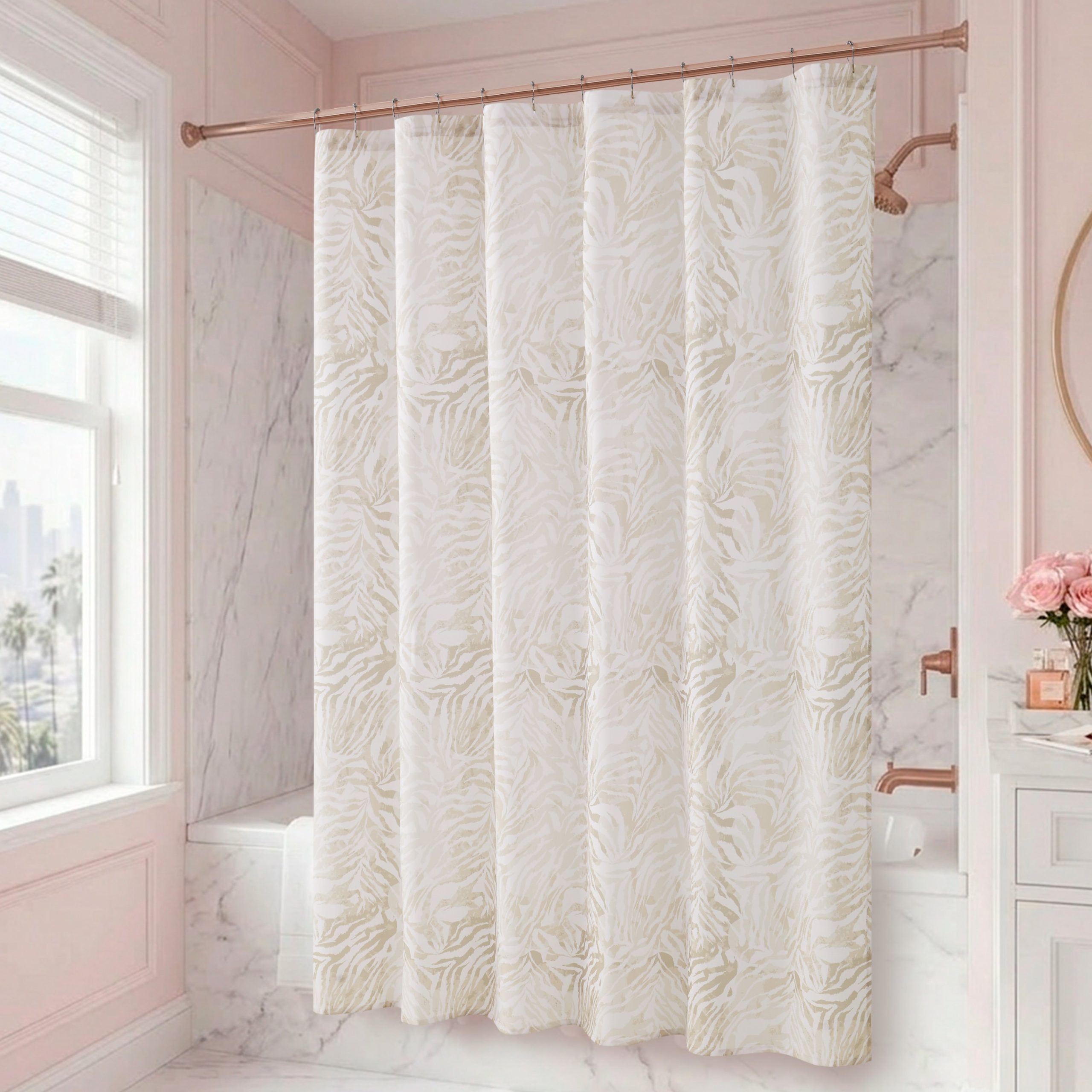 Shower Curtain with PEVA Liner and Hooks 14-Piece Set