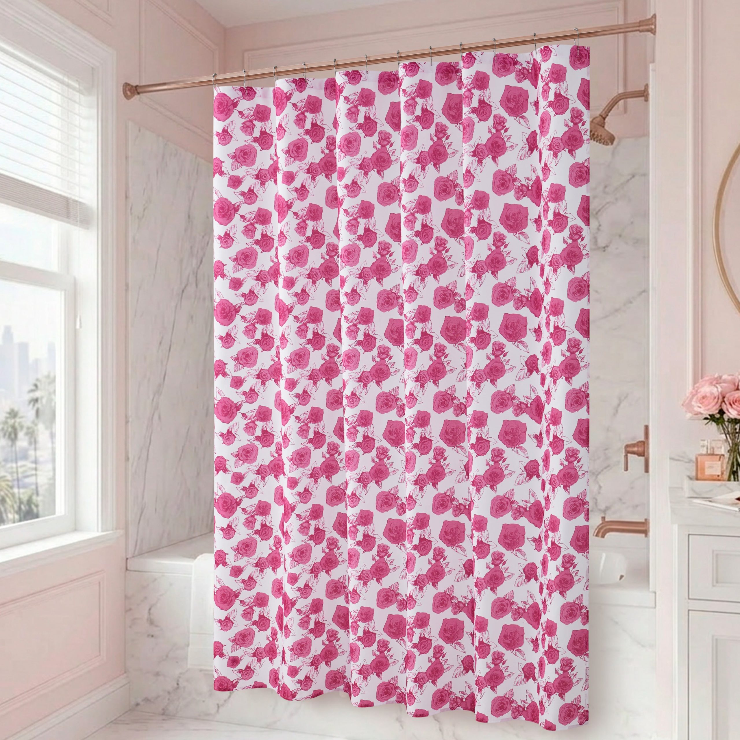 Shower Curtain with PEVA Liner and Hooks 14-Piece Set - Image 2