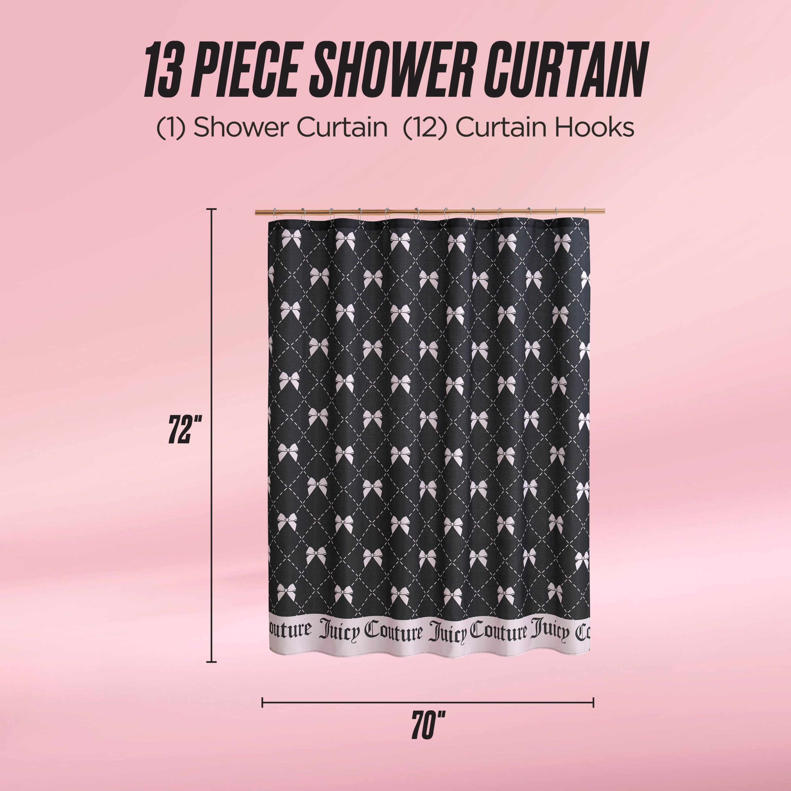 Shower Curtain and Hooks Set - Image 2