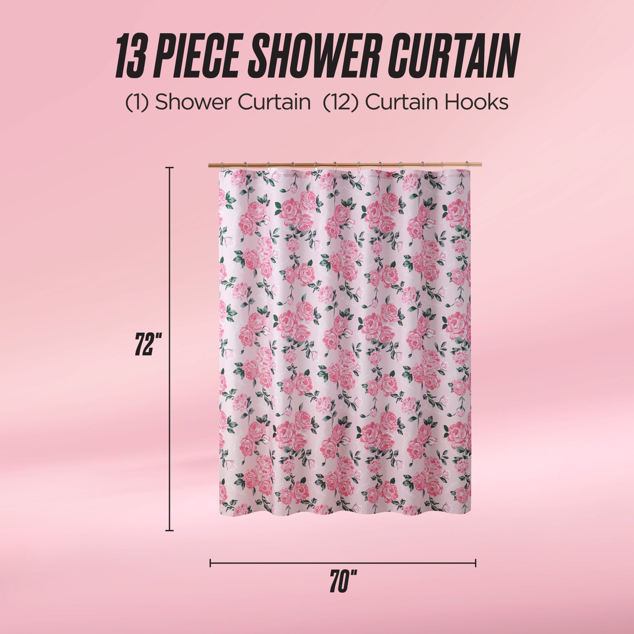 Shower Curtain and Hooks Set - Image 2