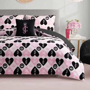 Plush Queen Heart Logo Reversible Comforter Set