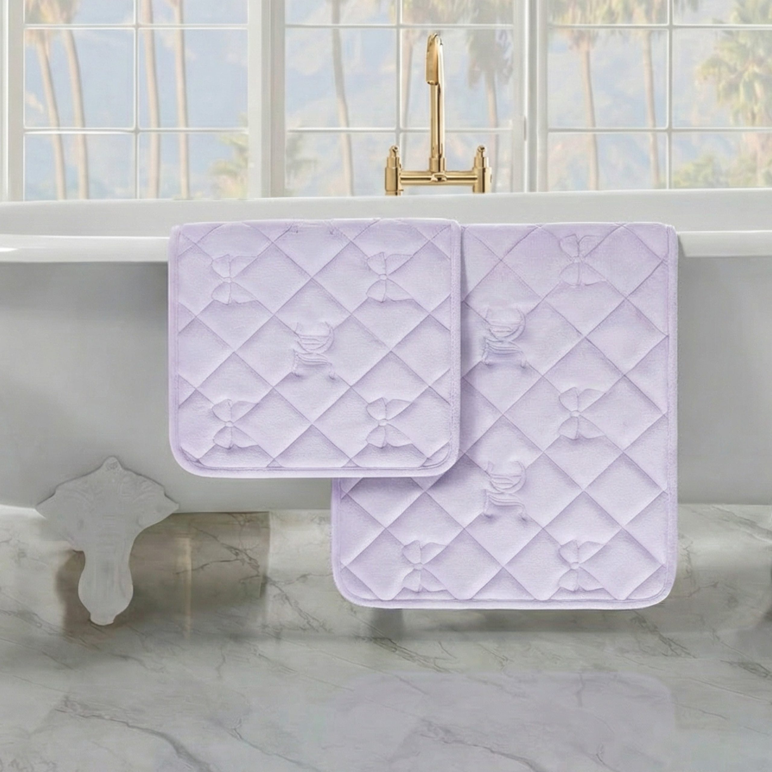 Quilted Memory Foam Bath Mat 2-Piece Set - Image 6