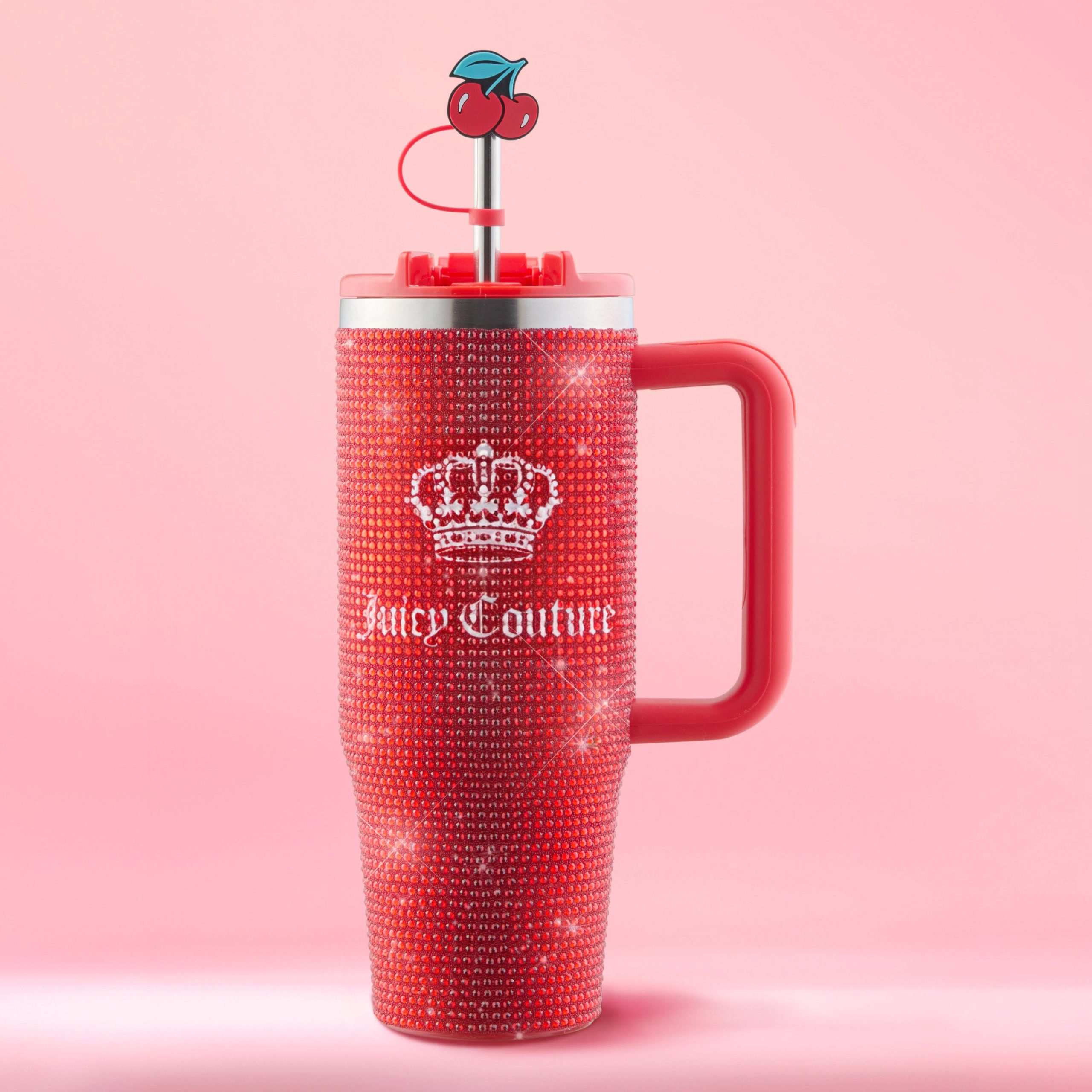 Diamond Bling Stainless Steel Tumbler with Handle and Straw. 30 oz