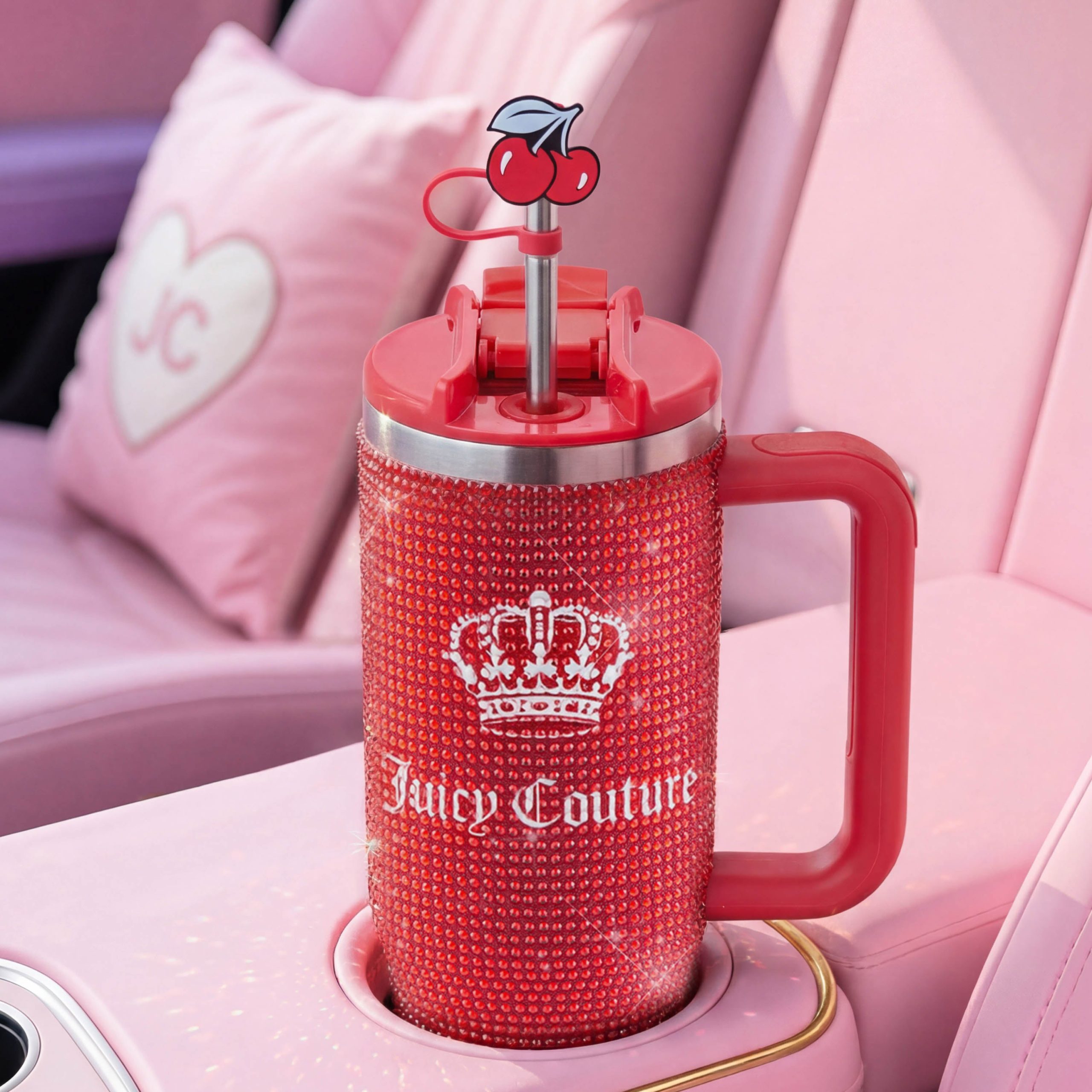 Diamond Bling Stainless Steel Tumbler with Handle and Straw. 30 oz - Image 3