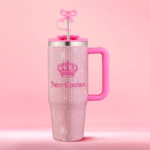 Diamond Bling Stainless Steel Tumbler with Handle and Straw. 30 oz