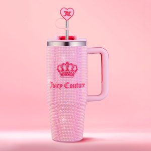 Diamond Bling Stainless Steel Tumbler with Handle and Straw. 30 oz