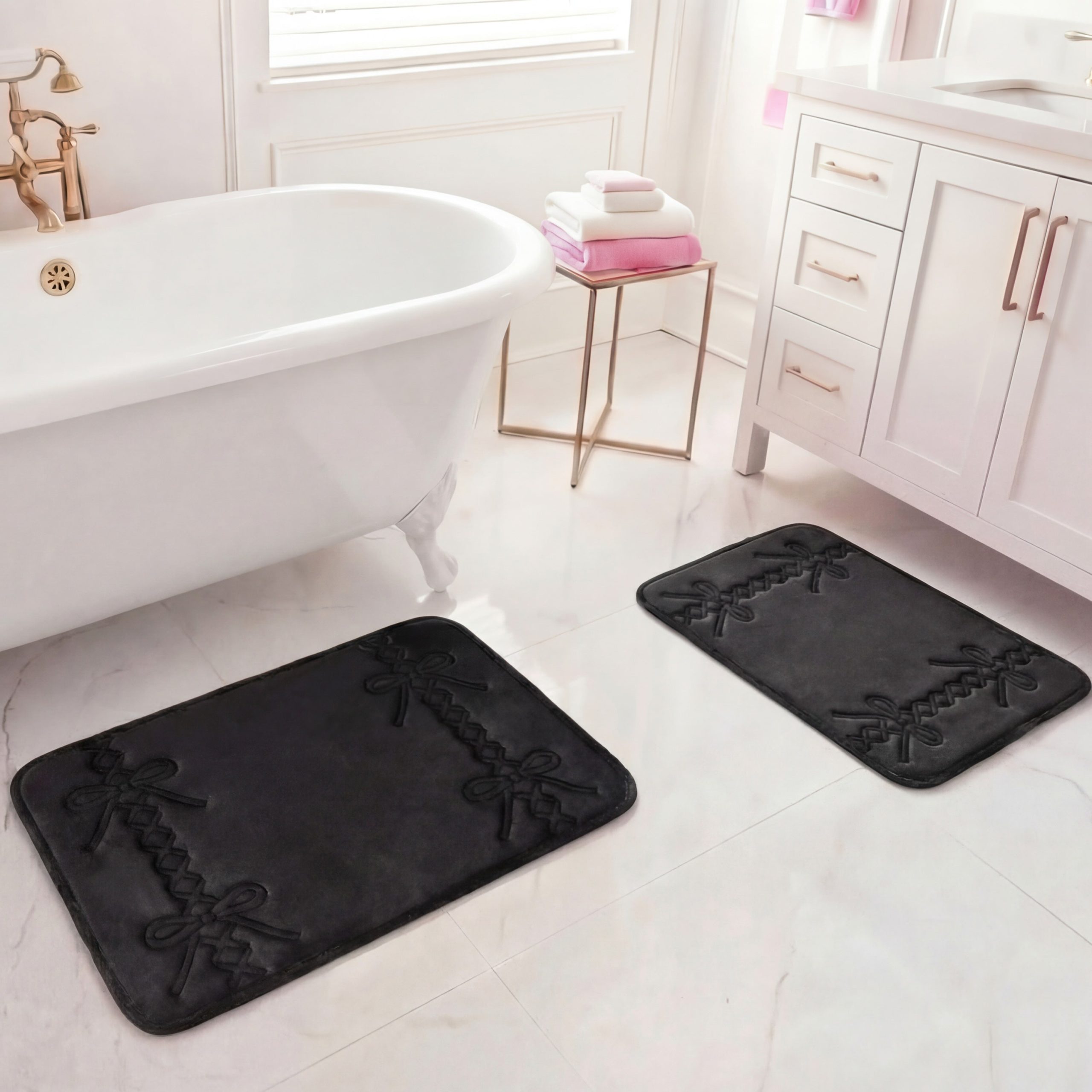 Quilted Memory Foam Bath Mat 2-Piece Set - Image 2