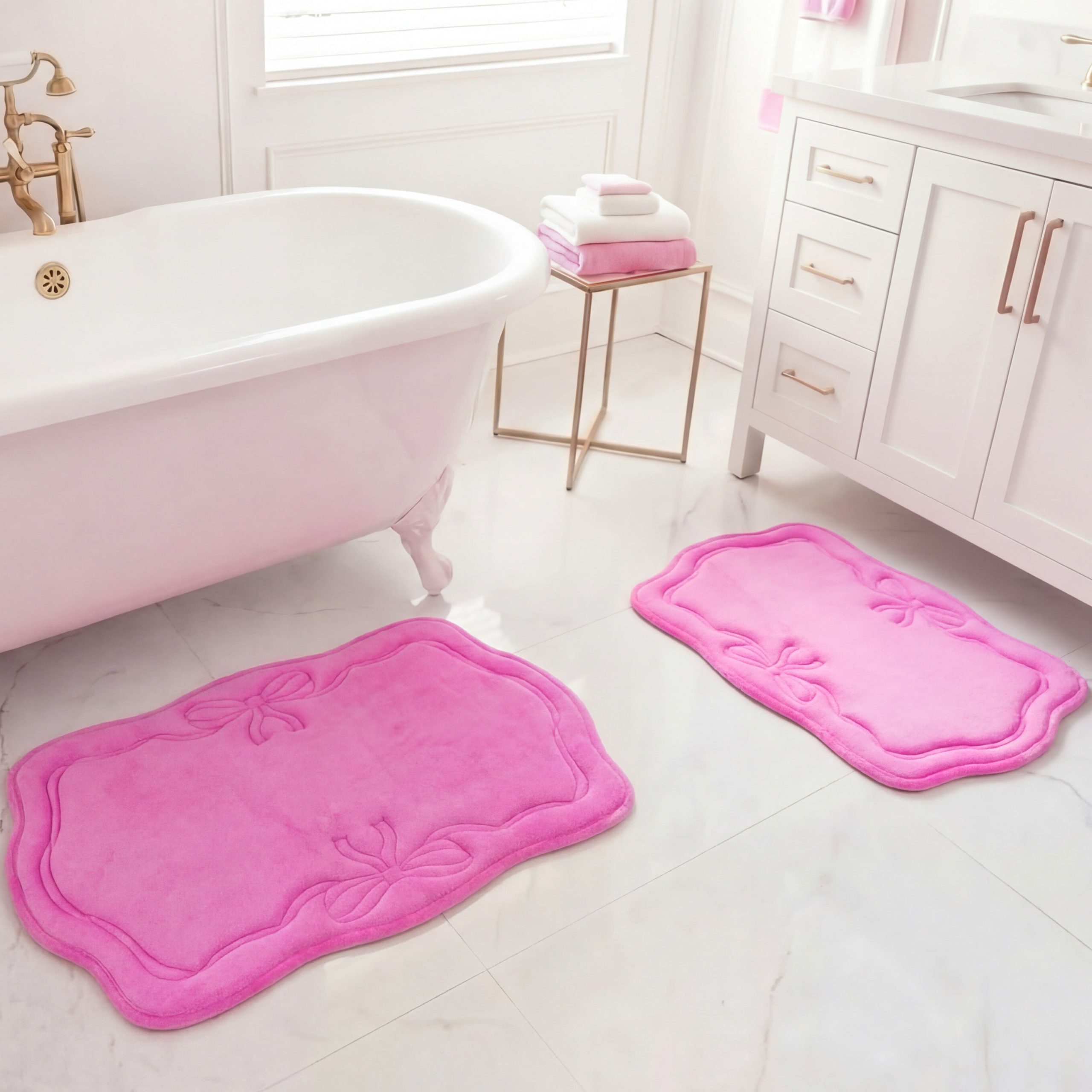 Quilted Memory Foam Bath Mat 2-Piece Set - Image 2