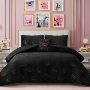Embossed Plush Crown Comforter Set