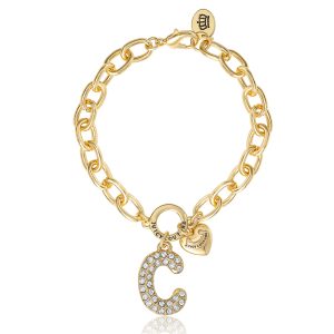 Pav?? Initial Charm Bracelet. Letter C
