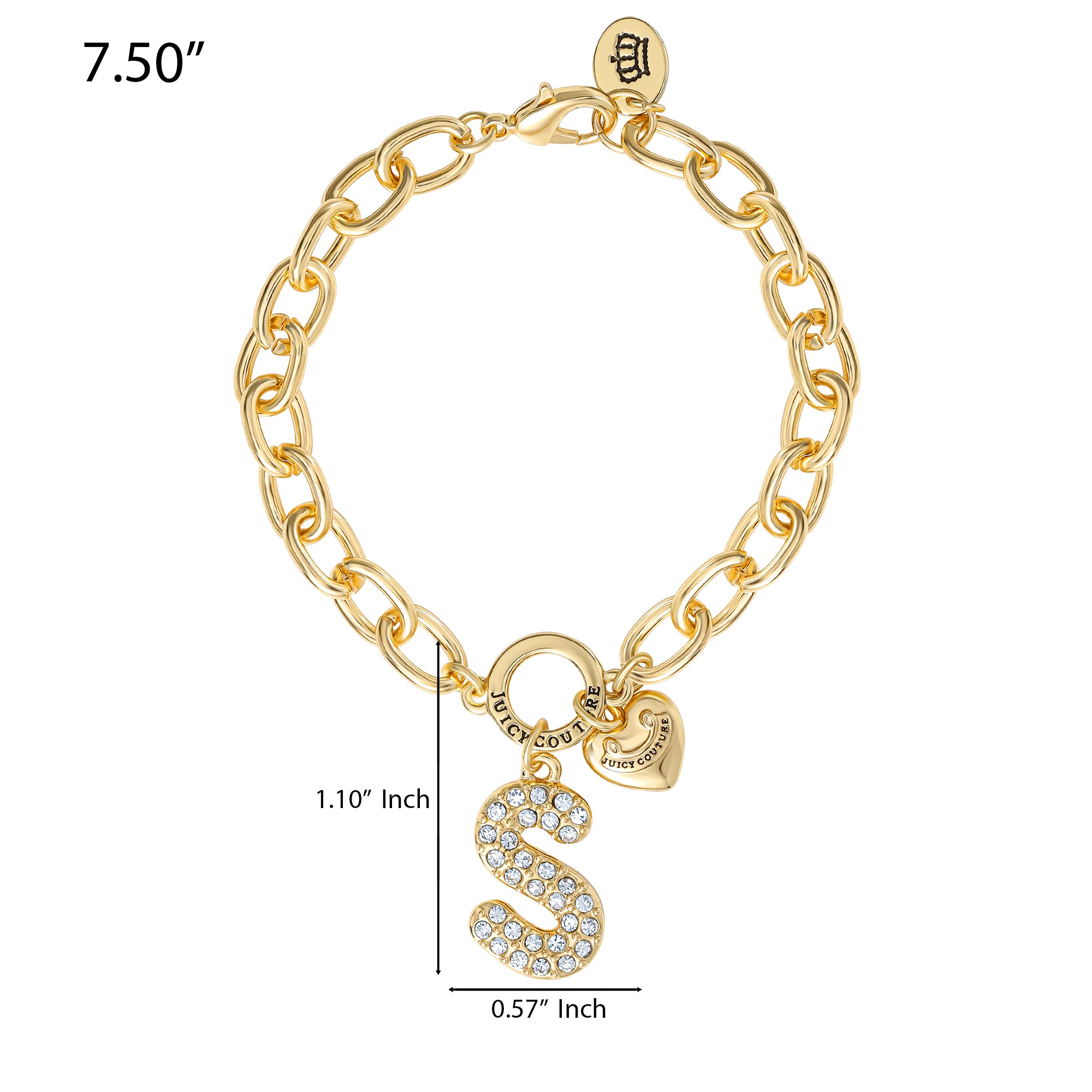 Pav?? Initial Charm Bracelet. Letter S - Image 2