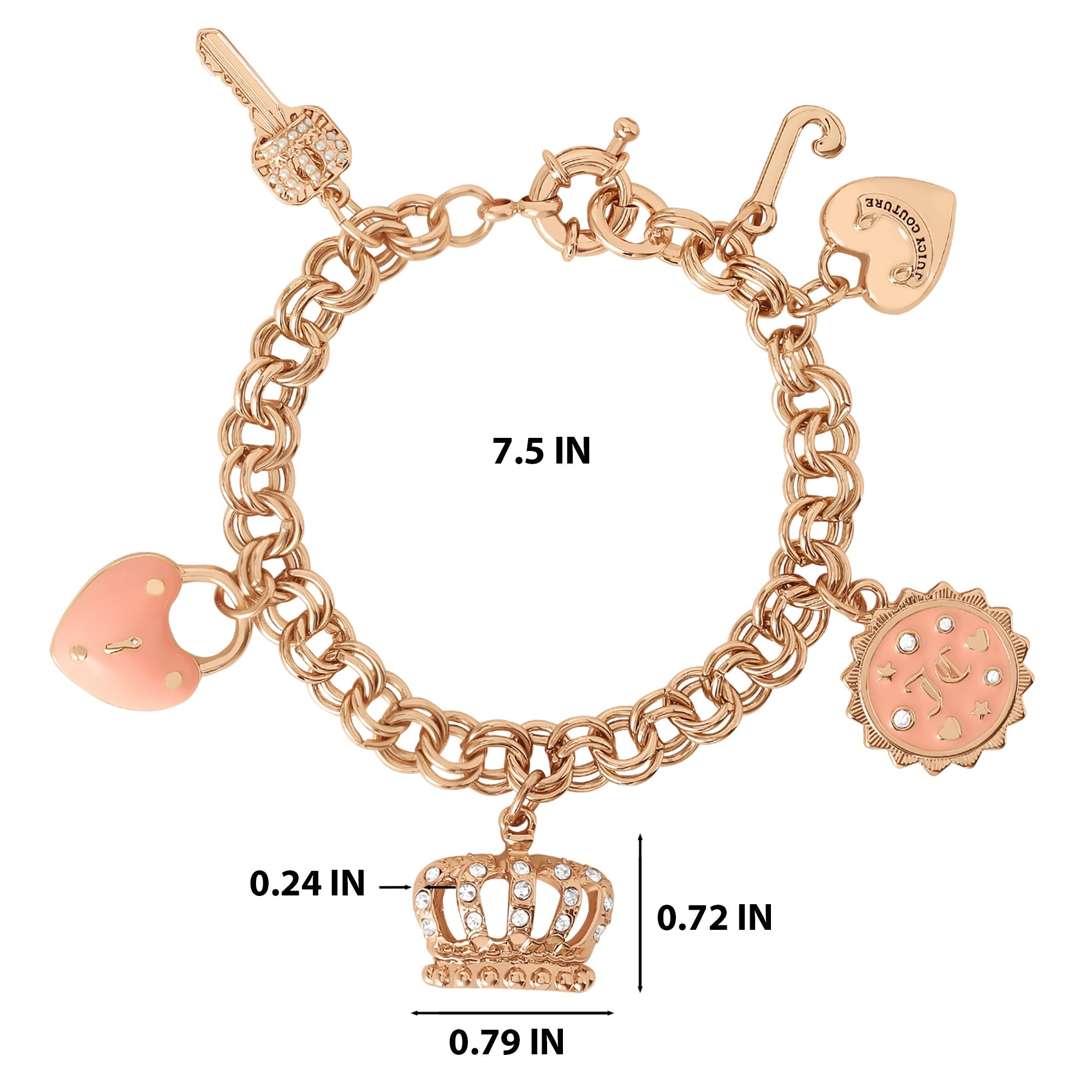 Pink Charm Bracelet with Pave Accents - Image 4