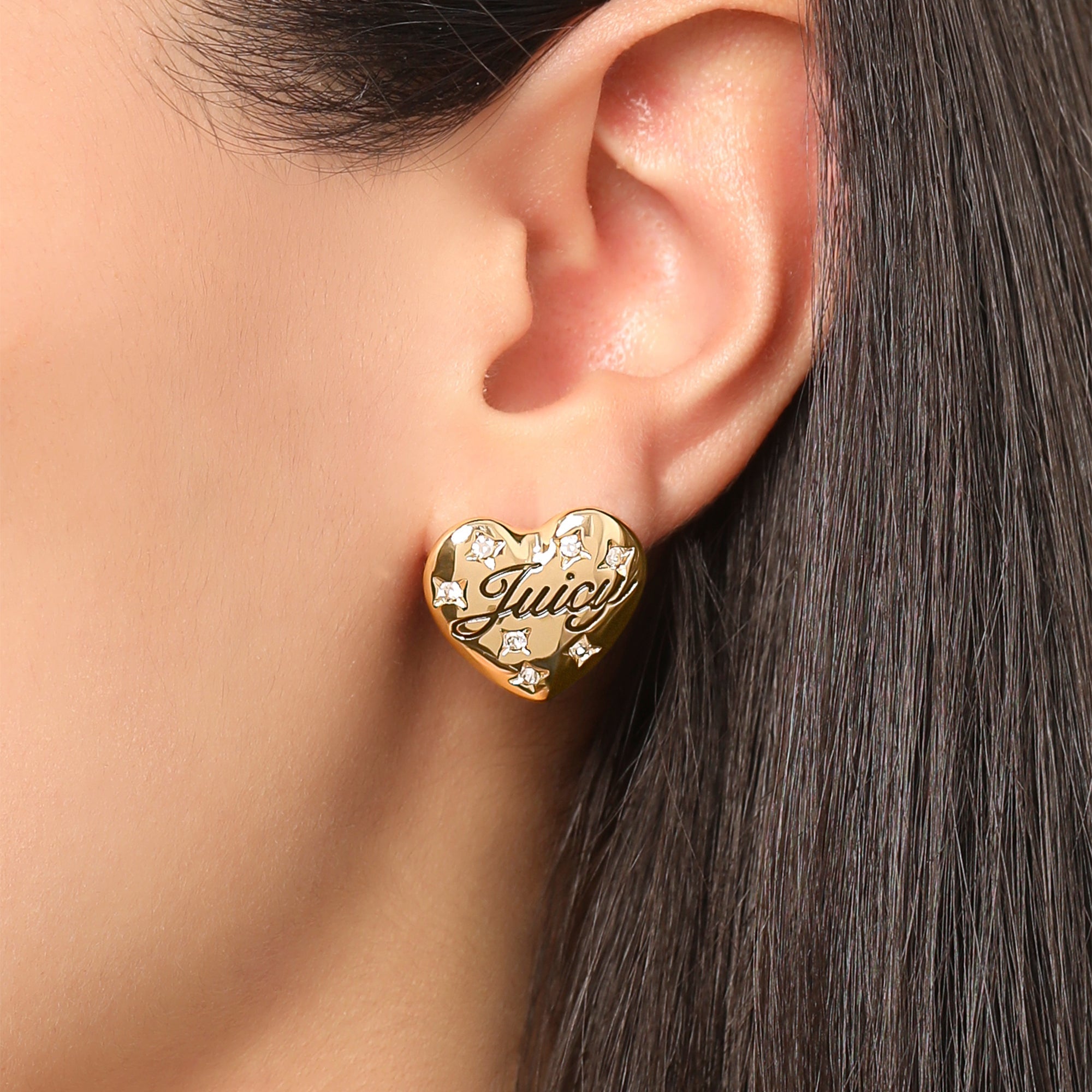 Juicy Crystal-Embellished Heart Stud Earrings - Image 2