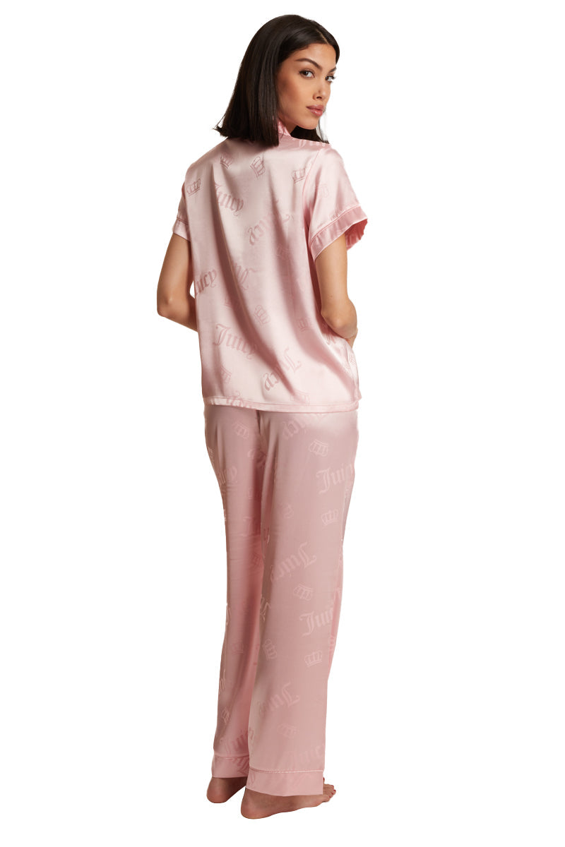 Satin Short Sleeve Notch Collar PJ Set - Image 3