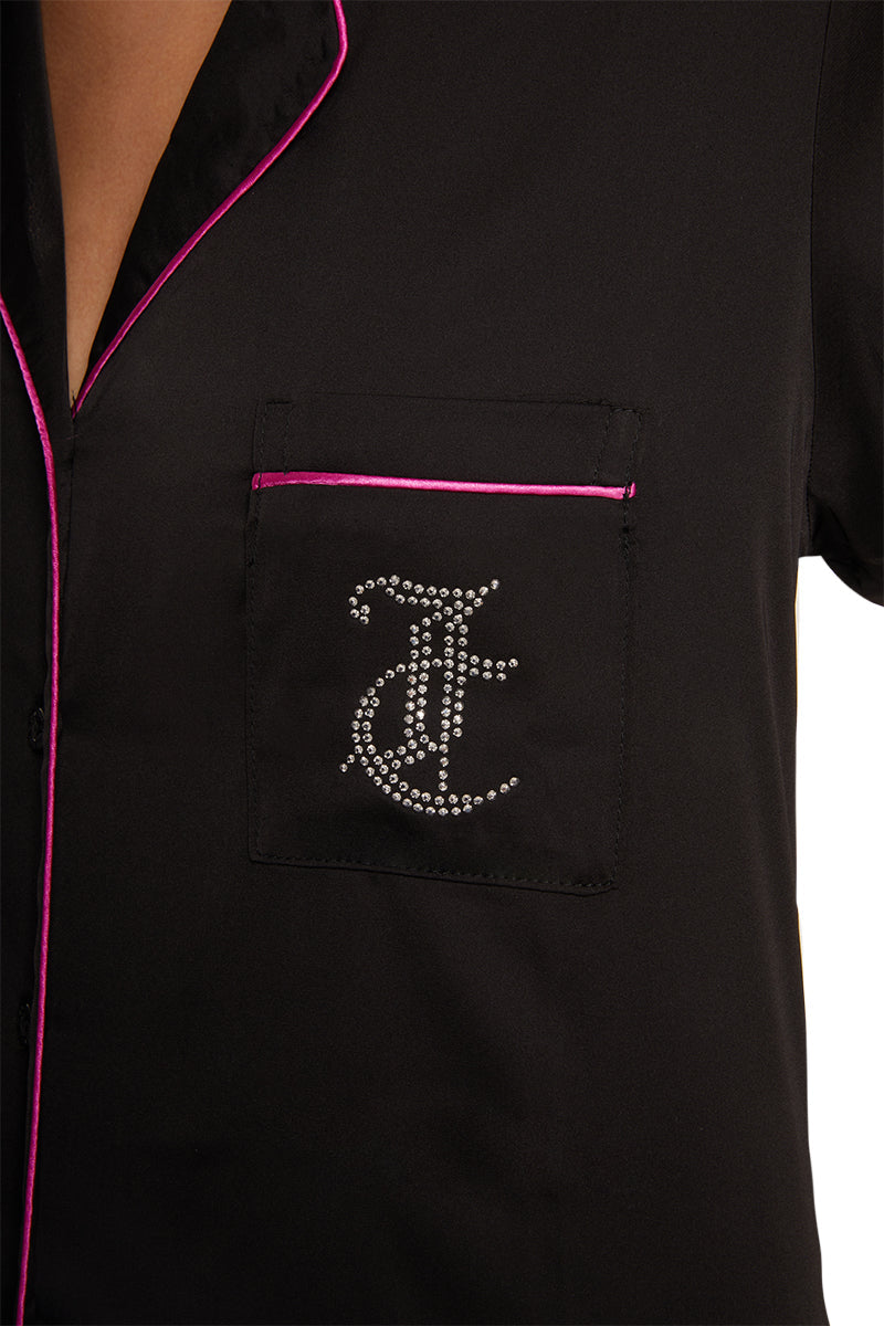 Satin Short Sleeve Notch Collar PJ Set - Image 4