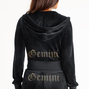 Gemini Customizable Big Bling Velour Hoodie