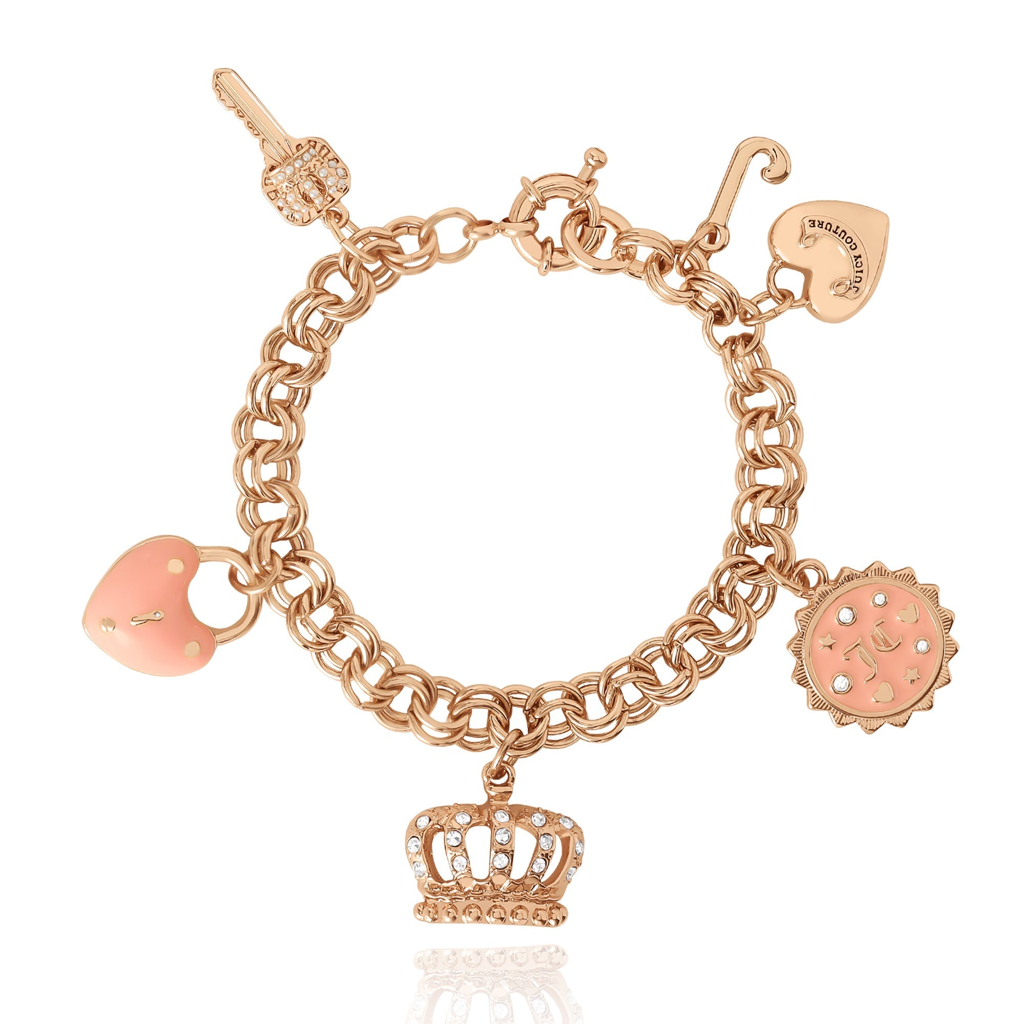 Pink Charm Bracelet with Pave Accents