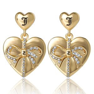 Quilted Double Heart Drop Earrings