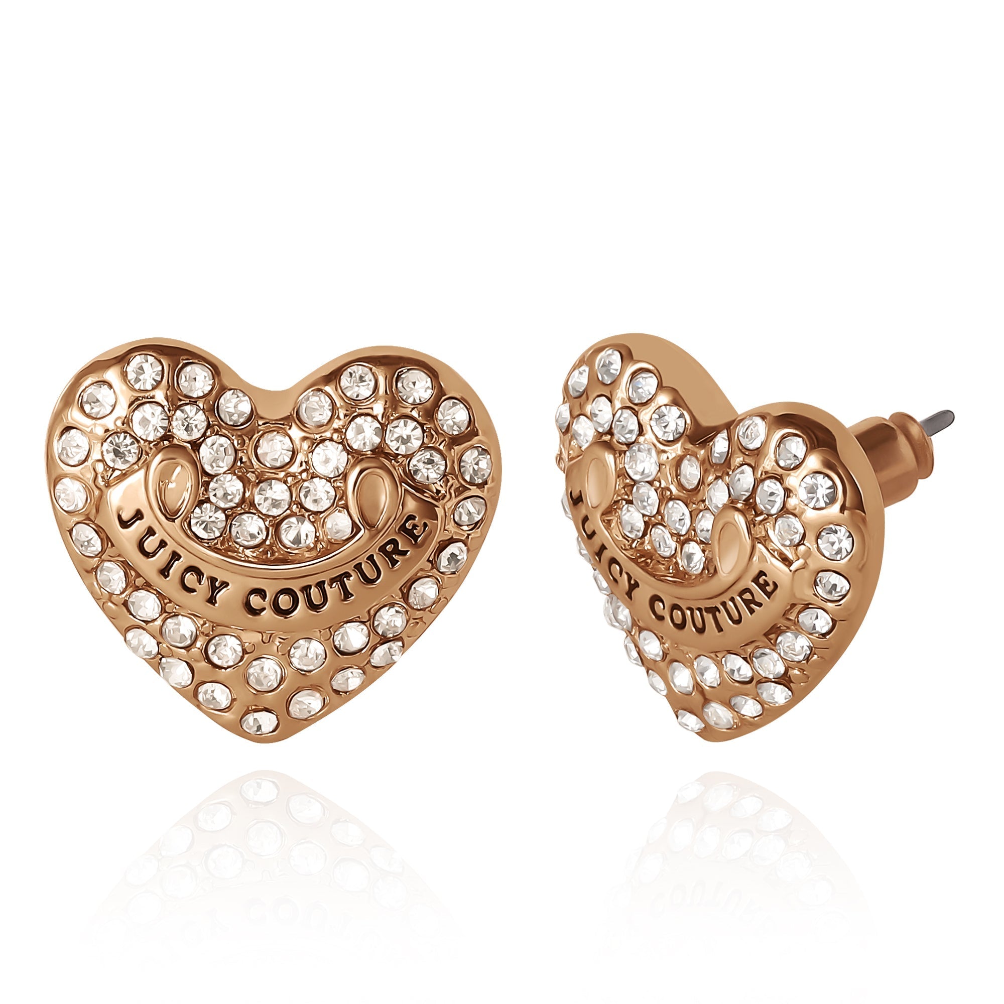 Heart Stud Earrings with Crystal Accents - Image 4