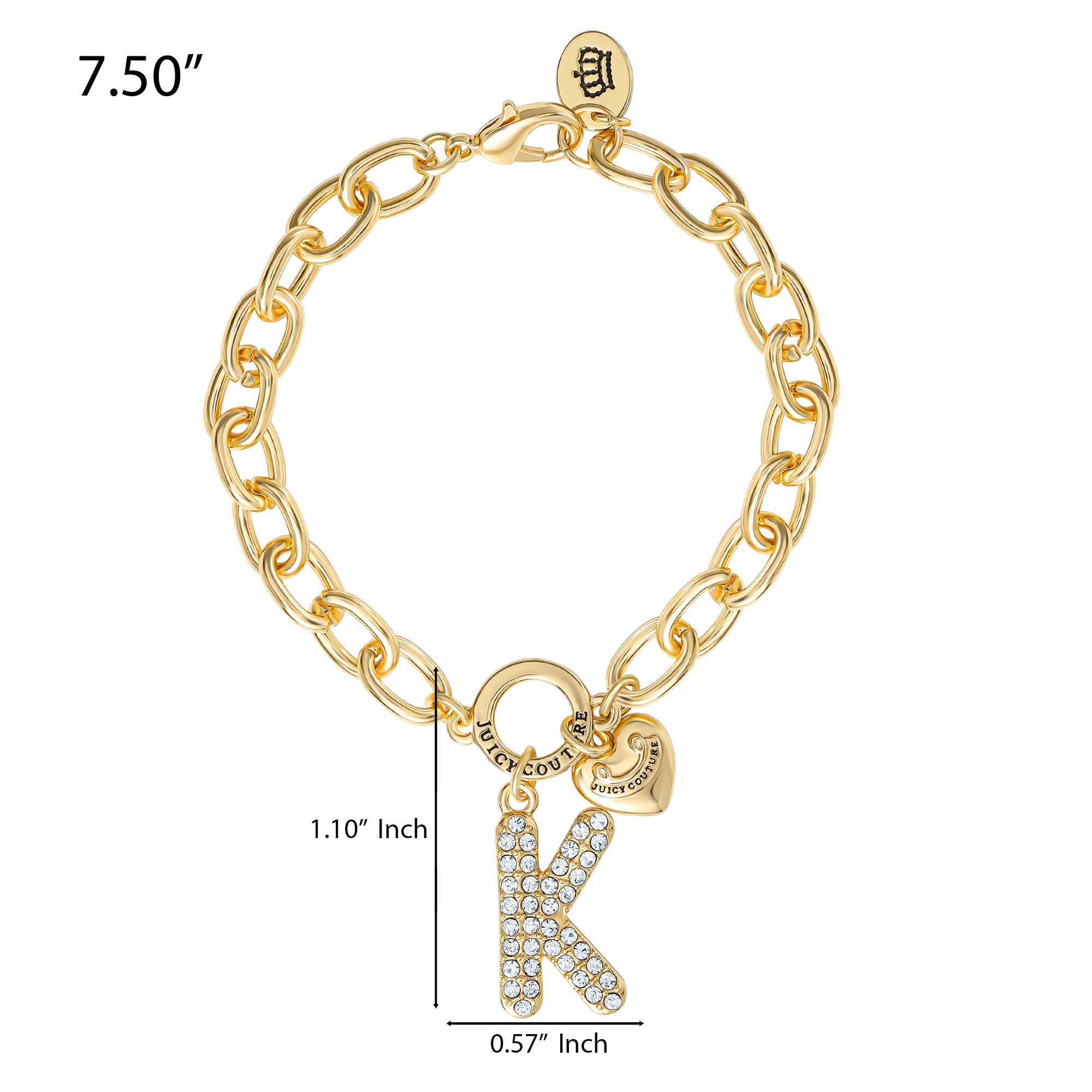 Pav?? Initial Charm Bracelet. Letter K - Image 2