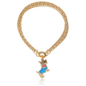 Double Chain Bracelet with Blue Dog Charm