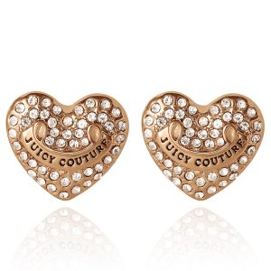 Heart Stud Earrings with Crystal Accents