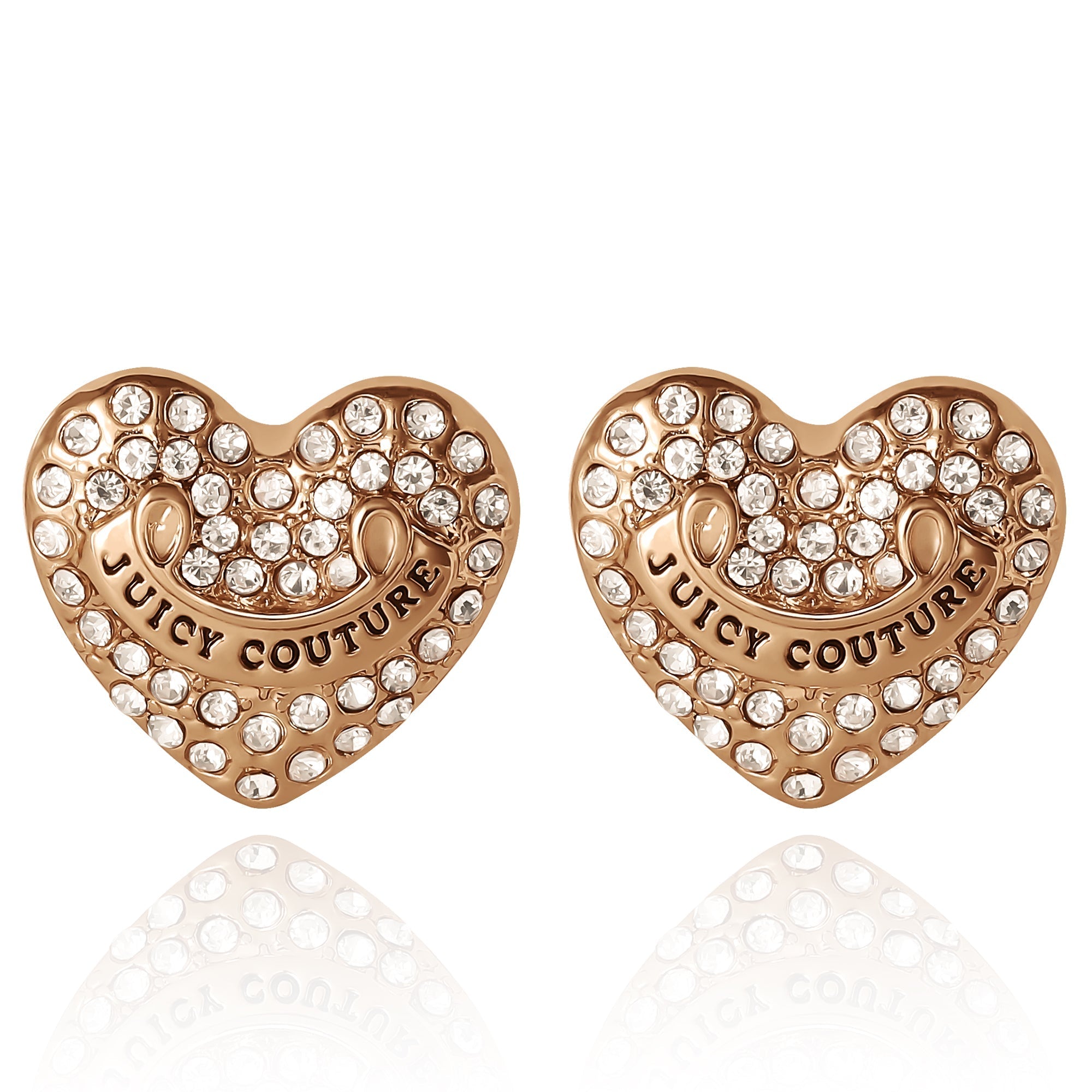 Heart Stud Earrings with Crystal Accents